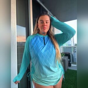 Women's Plus Size Rash Guard Long Sleeve UV Sun Protection UPF 50+ with Zippered